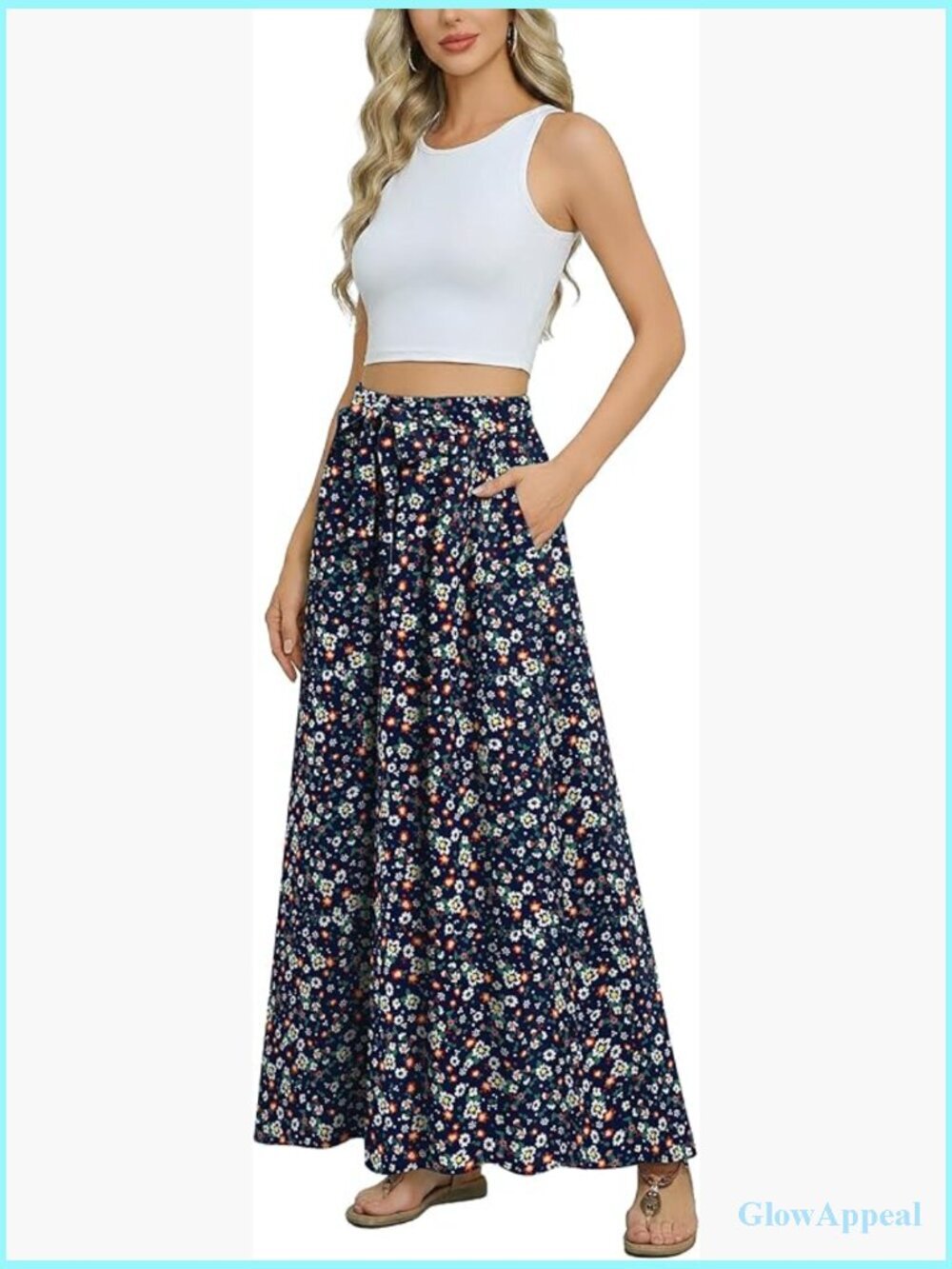 High Waisted Tie Knot Maxi Skirt with Pockets